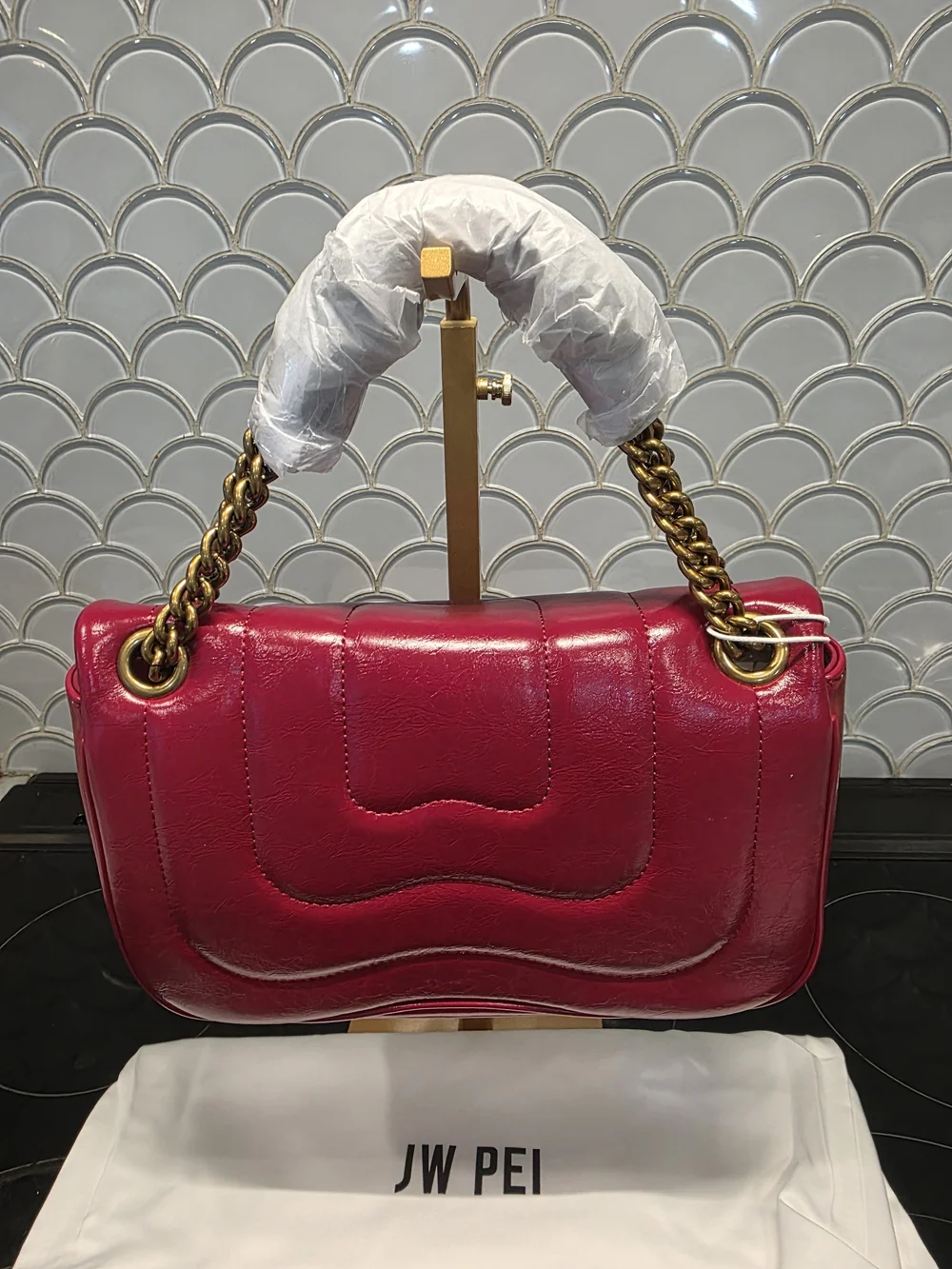 JW PEI Red Quilted Chain-Handle Shoulder Bag